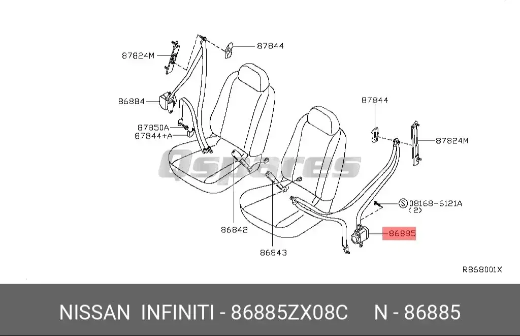 Car Parts - Nissan  Altima  - Interior Parts  -Part Number: 86885ZX08C