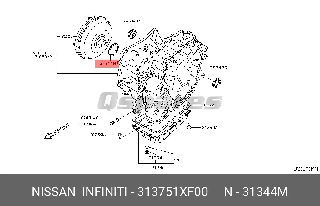 قطع غيار السيارات - نيسان  ألتيما  - المحرك و ملحقاته  -رقم القطعة: 313751XF00