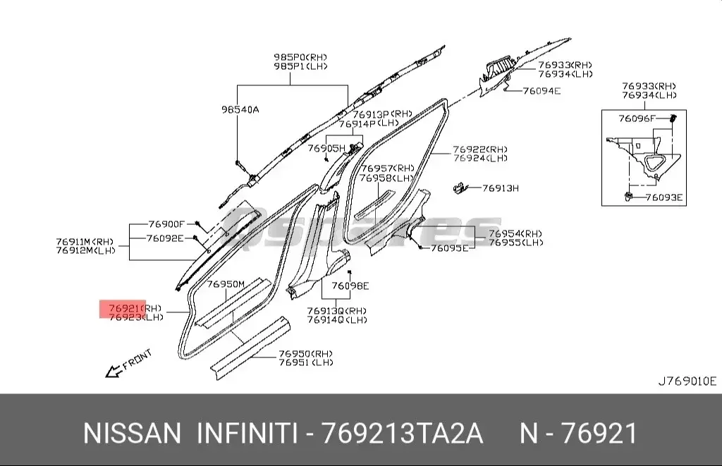 Car Parts - Nissan  Altima  - Strips, rubber  -Part Number: 769213TA2A