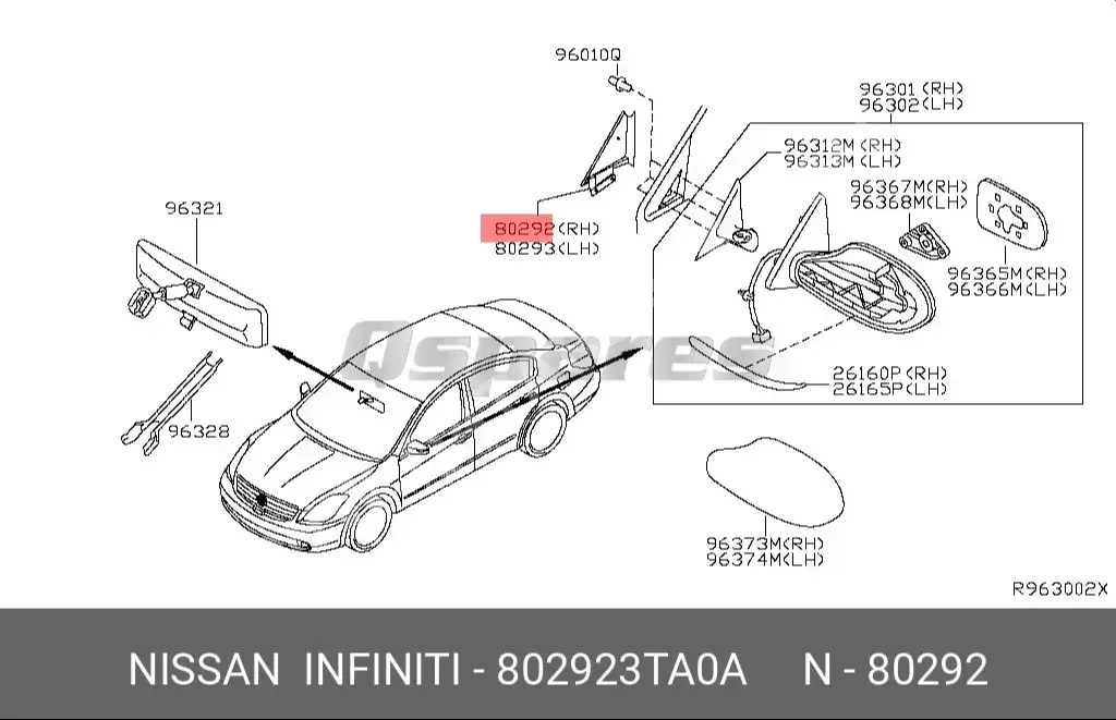 Car Parts - Nissan  Altima  - Body Parts & Mirrors  -Part Number: 802923TA0A