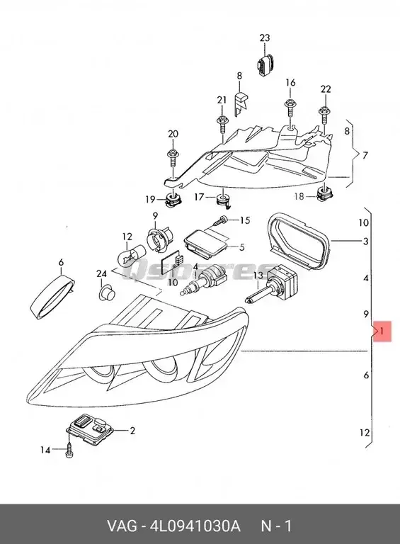 Car Parts - Audi  Q7  - Lightning & Fuses  -Part Number: 4L0941030A