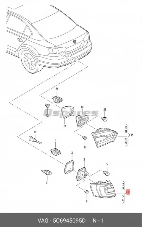 Car Parts - Volkswagen  Jetta  - Lightning & Fuses  -Part Number: 5C6945095D