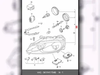 قطع غيار السيارات - فوكس واغن  غولف  - اللإضاءة والفيوزات  -رقم القطعة: 5K1941754B