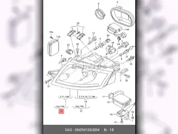 قطع غيار السيارات - اودي  تي تي  - اللإضاءة والفيوزات  -رقم القطعة: 8N0941004BM