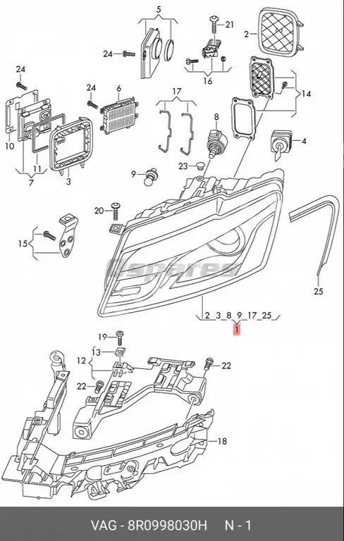 Car Parts - Audi  Q5  - Lightning & Fuses  -Part Number: 8R0998030H