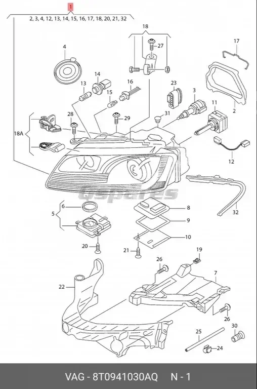 Car Parts - Audi  A5  - Lightning & Fuses  -Part Number: 8T0941030AQ