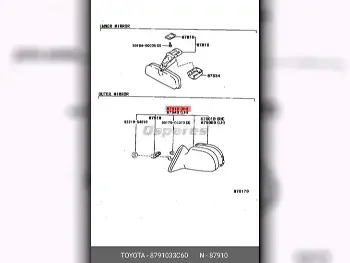 Car Parts - Toyota  Camry  - Body Parts & Mirrors  -Part Number: 8791033C60