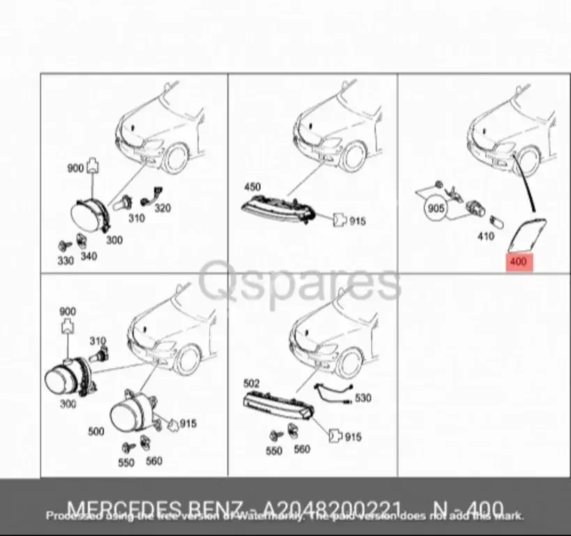 قطع غيار السيارات - مرسيدس - بنز  سي - كلاس  - اللإضاءة والفيوزات  -رقم القطعة: A2048200221