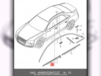 Car Parts - Audi  A8  - Body Parts & Mirrors  -Part Number: 4H0853284C 2ZZ