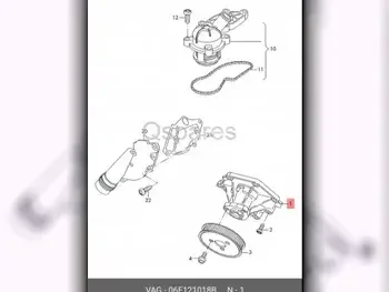 قطع غيار السيارات - اودي  أي 4  - السيور والهوزات ومضخات المياه  -رقم القطعة: 06E121018B