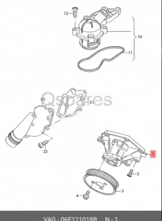 Car Parts - Audi  A4  - Belts & Hoses & Water Pumps  -Part Number: 06E121018B