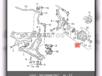 Car Parts - Volkswagen  Golf  - Brakes & Wheel Bearings  -Part Number: 357498625C