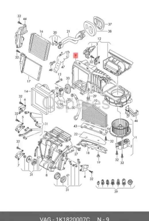 Car Parts - Volkswagen  CC  - Heating & Air Conditioning  -Part Number: 1K1820007C