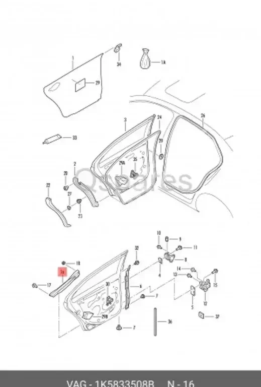 Car Parts - Volkswagen  Jetta  - Body Parts & Mirrors  -Part Number: 1K5833508B