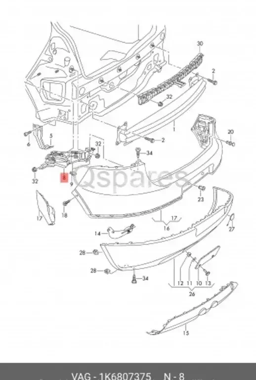 Car Parts - Volkswagen  Golf  - Body Parts & Mirrors  -Part Number: 1K6807375