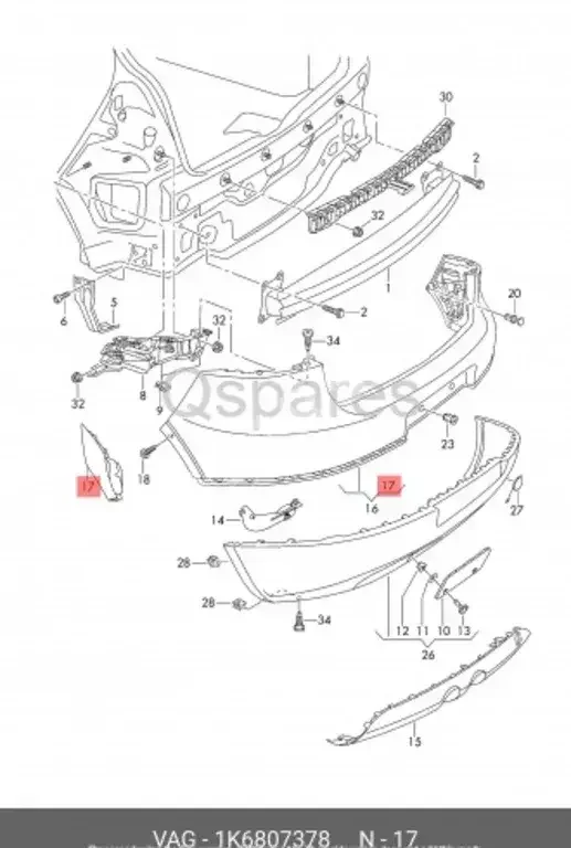 Car Parts - Volkswagen  Golf  - Body Parts & Mirrors  -Part Number: 1K6807378