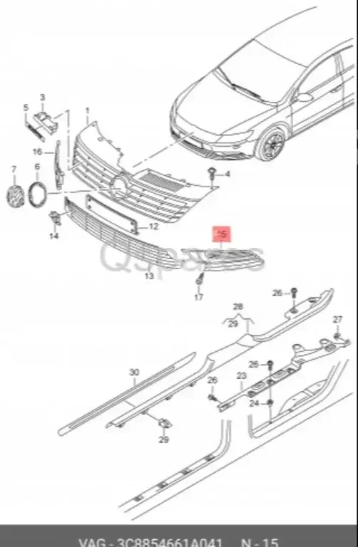 Car Parts - Volkswagen  CC  - Body Parts & Mirrors  -Part Number: 3C8854661A 041