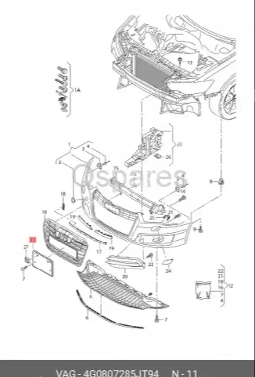 Car Parts - Audi  A6  -Part Number: 4G0807285J T94