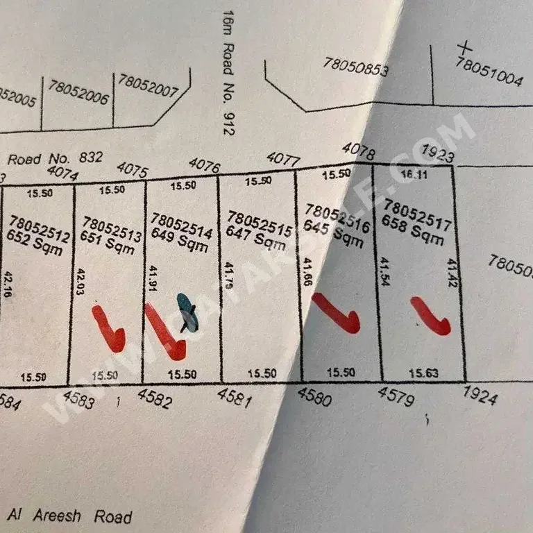 Lands For Sale in Al Shamal  - Al Ruwais  -Area Size 645 Square Meter