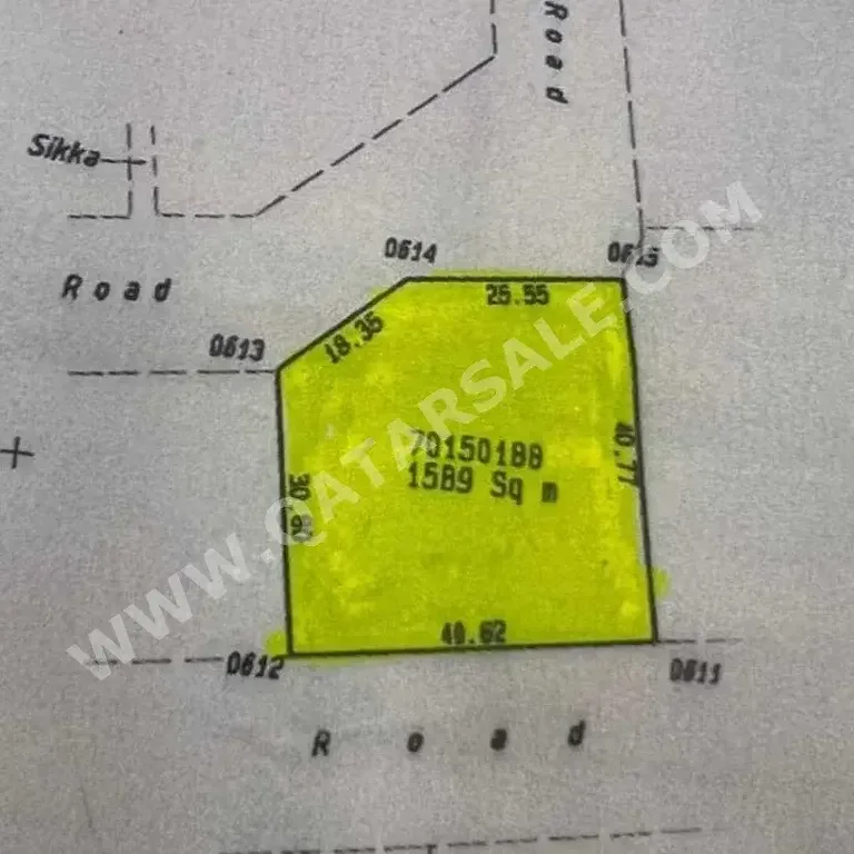 Lands For Sale in Al Daayen  - Umm Qarn  -Area Size 1,589 Square Meter