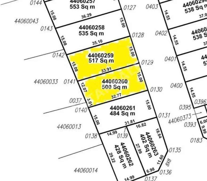 اراضي للبيع في الدوحة  - نعيجة  -المساحة 517 متر مربع