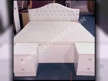 Beds - King  - White  - Mattress Included  - With Bedside Table