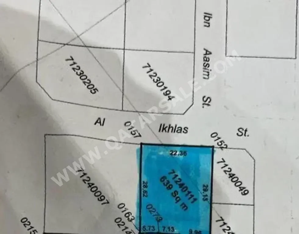 Lands For Sale in Umm Salal  - Al Kharaitiyat  -Area Size 639 Square Meter