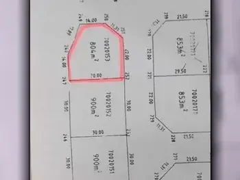 اراضي للبيع في الدوحة  - الدحيل  -المساحة 804 متر مربع