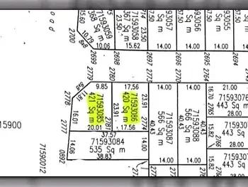 Lands For Sale in Umm Salal  - Umm Ebairiya  -Area Size 420 Square Meter