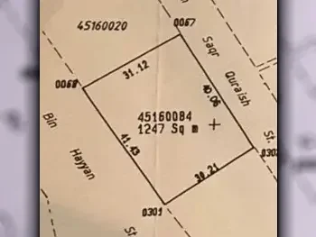 اراضي للبيع في الدوحة  - المطار القديم  -المساحة 1,247 متر مربع