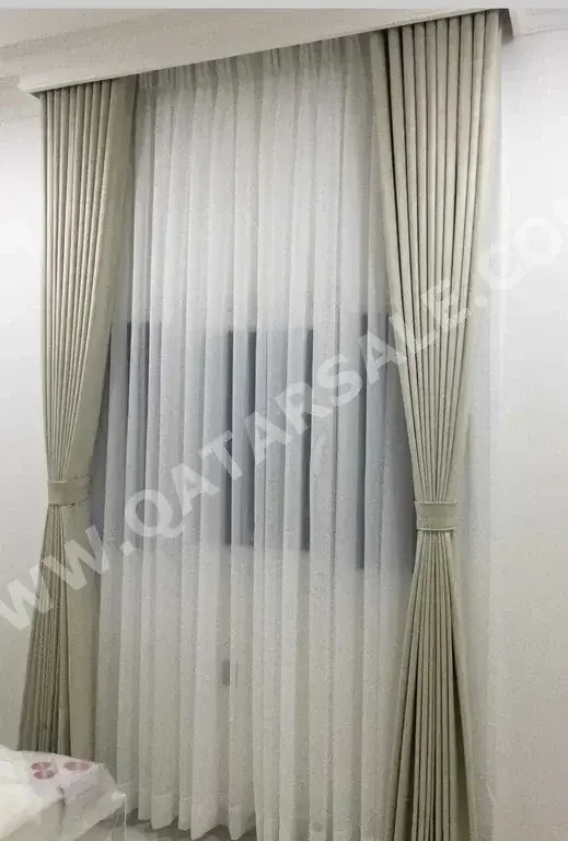 Curtains & Blinds Beige  Price Per Unit  Room-Darkening  Cotton  2  Qatar