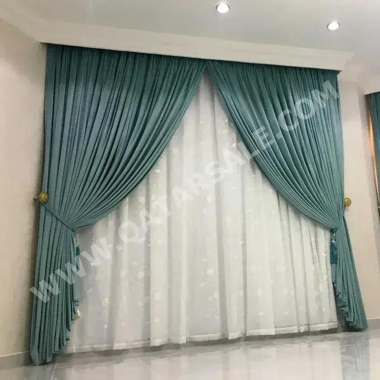 Curtains & Blinds Turquoise  Price Per Unit  Room-Darkening  Solid color  Velvet  3  Qatar