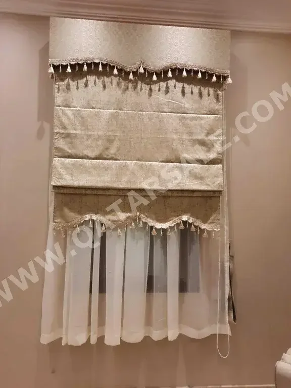 Curtains & Blinds Beige  Price Per Unit  Room-Darkening  Velvet  2  Qatar