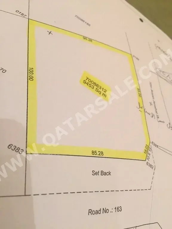 Lands For Sale in Al Daayen  - Al Khisah  -Area Size 9,453 Square Meter