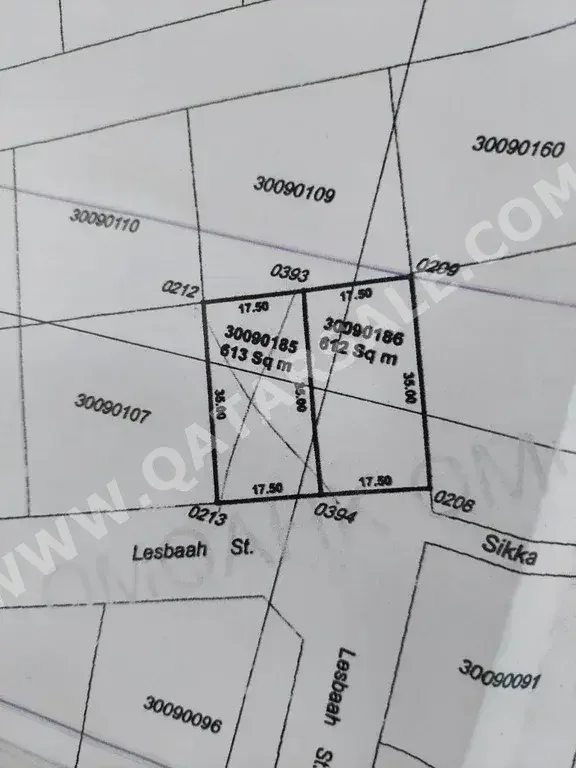 اراضي للبيع في الدوحة  - الدحيل  -المساحة 613 متر مربع