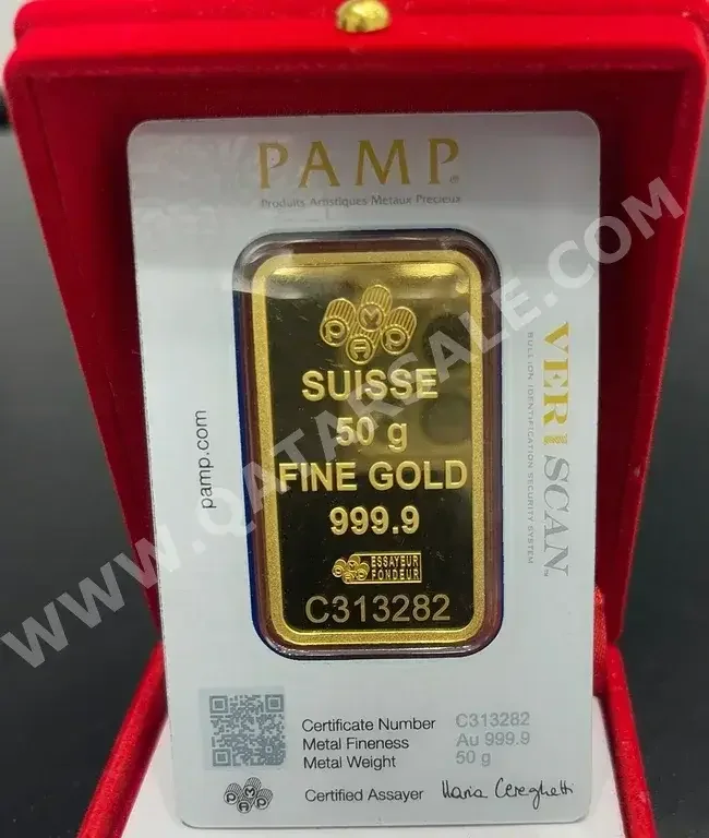 Gold Band  Unisex  Gold Bar  By Weight  Switzerland  50 Gram  Maintenance Warranty  Special Stylish Package  Free Shipping  Yellow Gold  24k