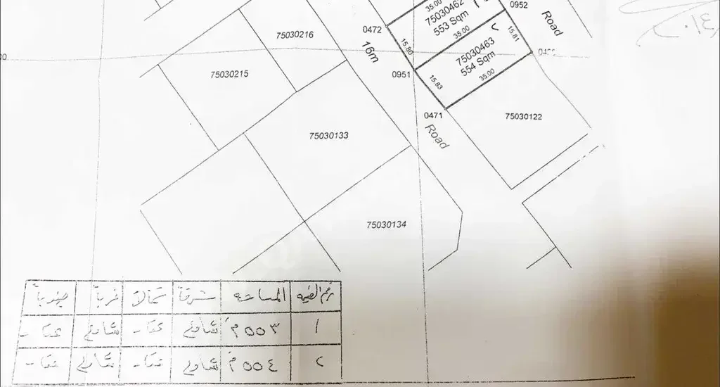 اراضي الخور  الذخيرة المساحة 554 متر مربع