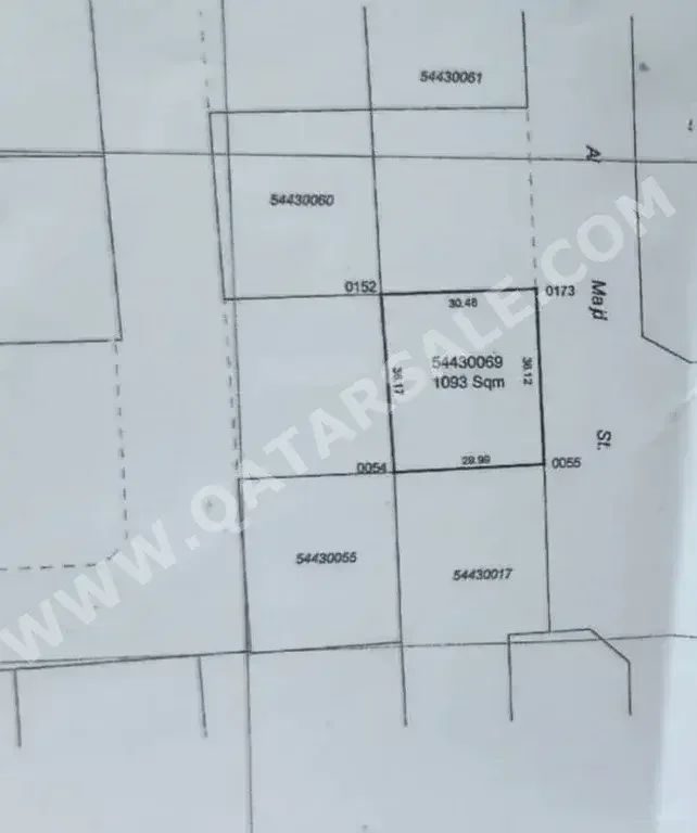 Lands For Sale in Al Rayyan  - Al Waab  -Area Size 1,093 Square Meter