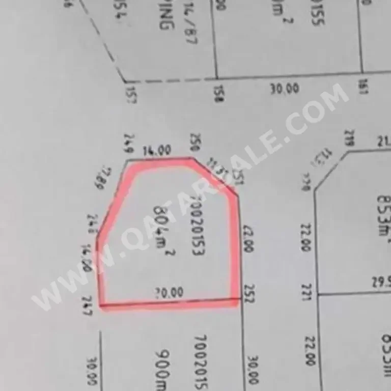 اراضي الدوحة  الدحيل المساحة 804 متر مربع