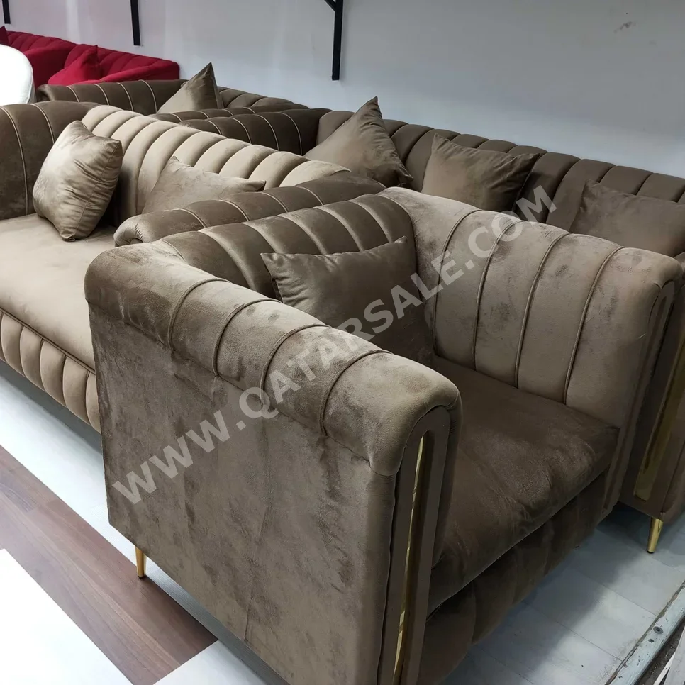 Sofas, Couches & Chairs Sofa Set  Fabric  Brown