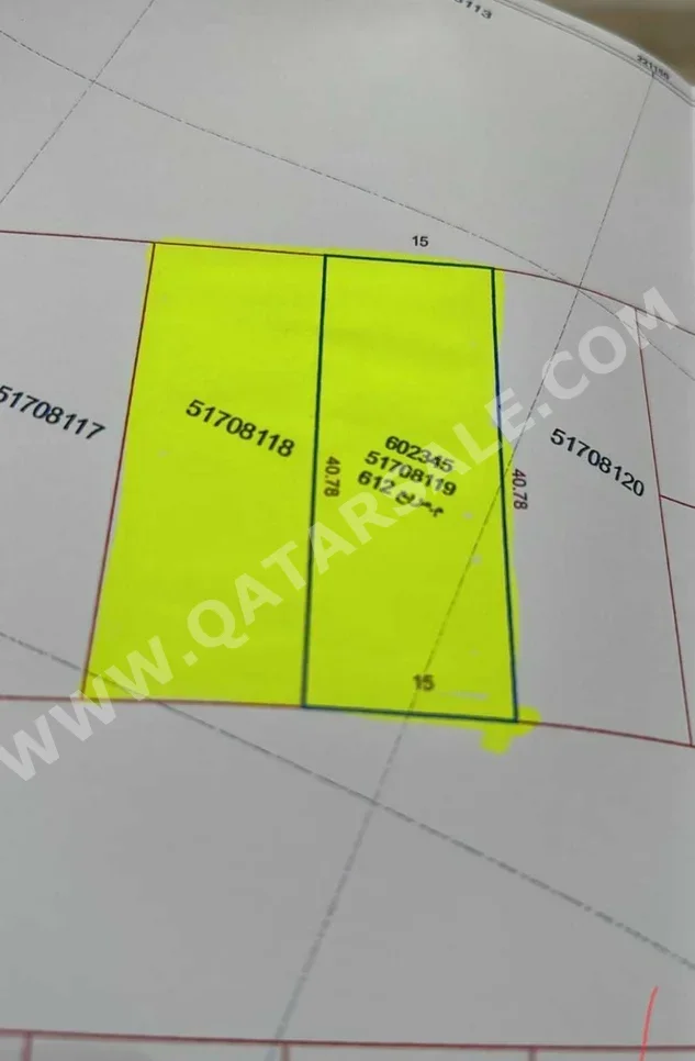 Lands For Sale in Al Rayyan  - Al Gharrafa  -Area Size 612 Square Meter