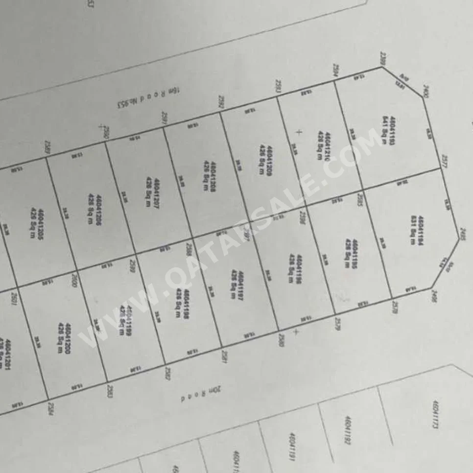اراضي للبيع في الدوحة  - الثمامة  -المساحة 426 متر مربع
