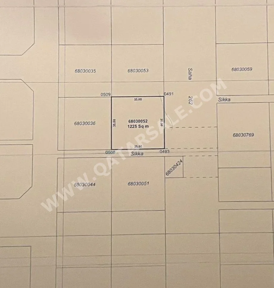 اراضي للبيع في الدوحة  - الدحيل  -المساحة 1,225 متر مربع