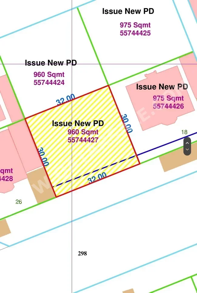 Lands For Sale in Al Rayyan  - Al Mearad  -Area Size 960 Square Meter