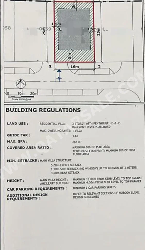 Lands For Sale in Lusail  -Area Size 400 Square Meter