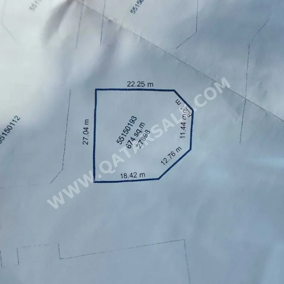 Lands For Sale in Al Daayen  - Umm Qarn  -Area Size 744 Square Meter