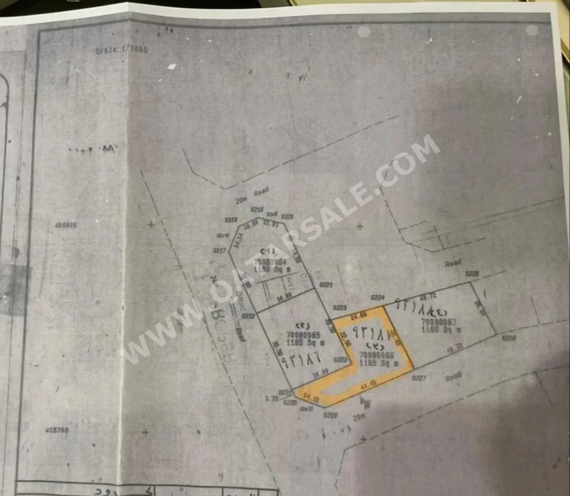 Lands For Sale in Al Daayen  - Al Khisah  -Area Size 1٬185 Square Meter