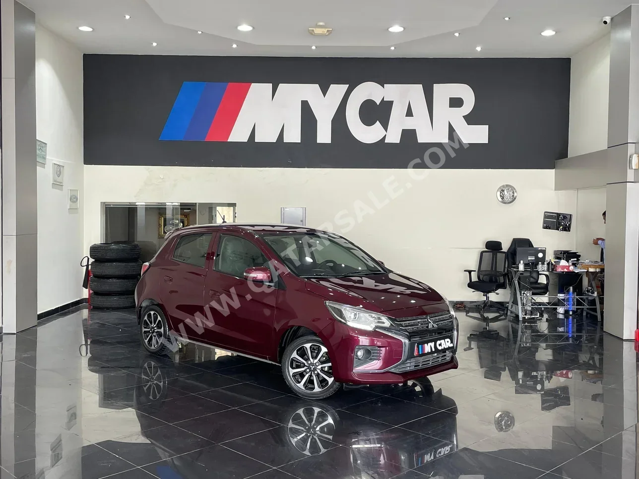 Mitsubishi  Mirage  2021  Automatic  31٬000 Km  3 Cylinder  Front Wheel Drive (FWD)  Hatchback  Maroon