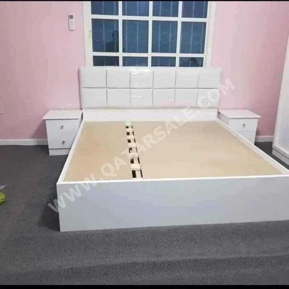 Beds - King  - White  - Mattress Included  - With Bedside Table