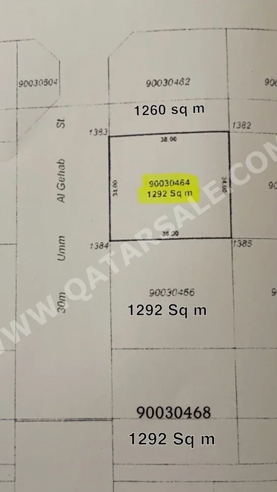 Lands For Sale in Al Wakrah  - Al Wakrah  -Area Size 1٬292 Square Meter